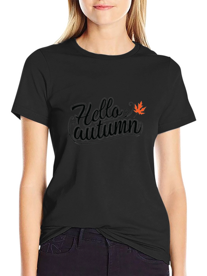 Hello Autumn Black T-Shirt