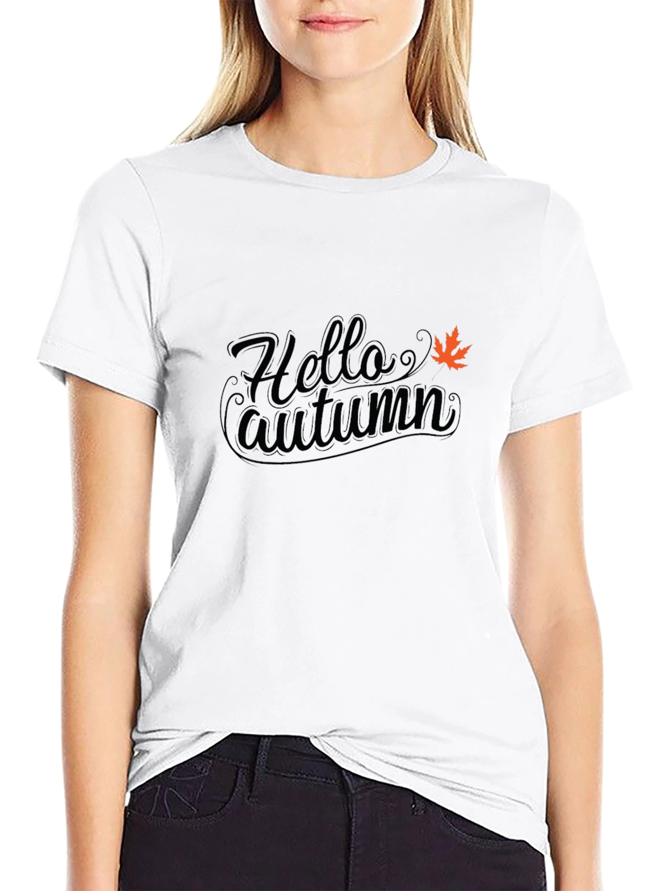 Hello Autumn Black T-Shirt