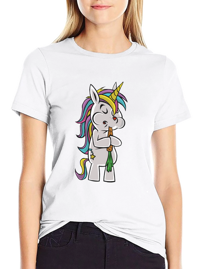 Unicorn Smoking Weed Funny T-Shirt