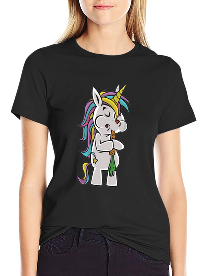Unicorn Smoking Weed Funny T-Shirt