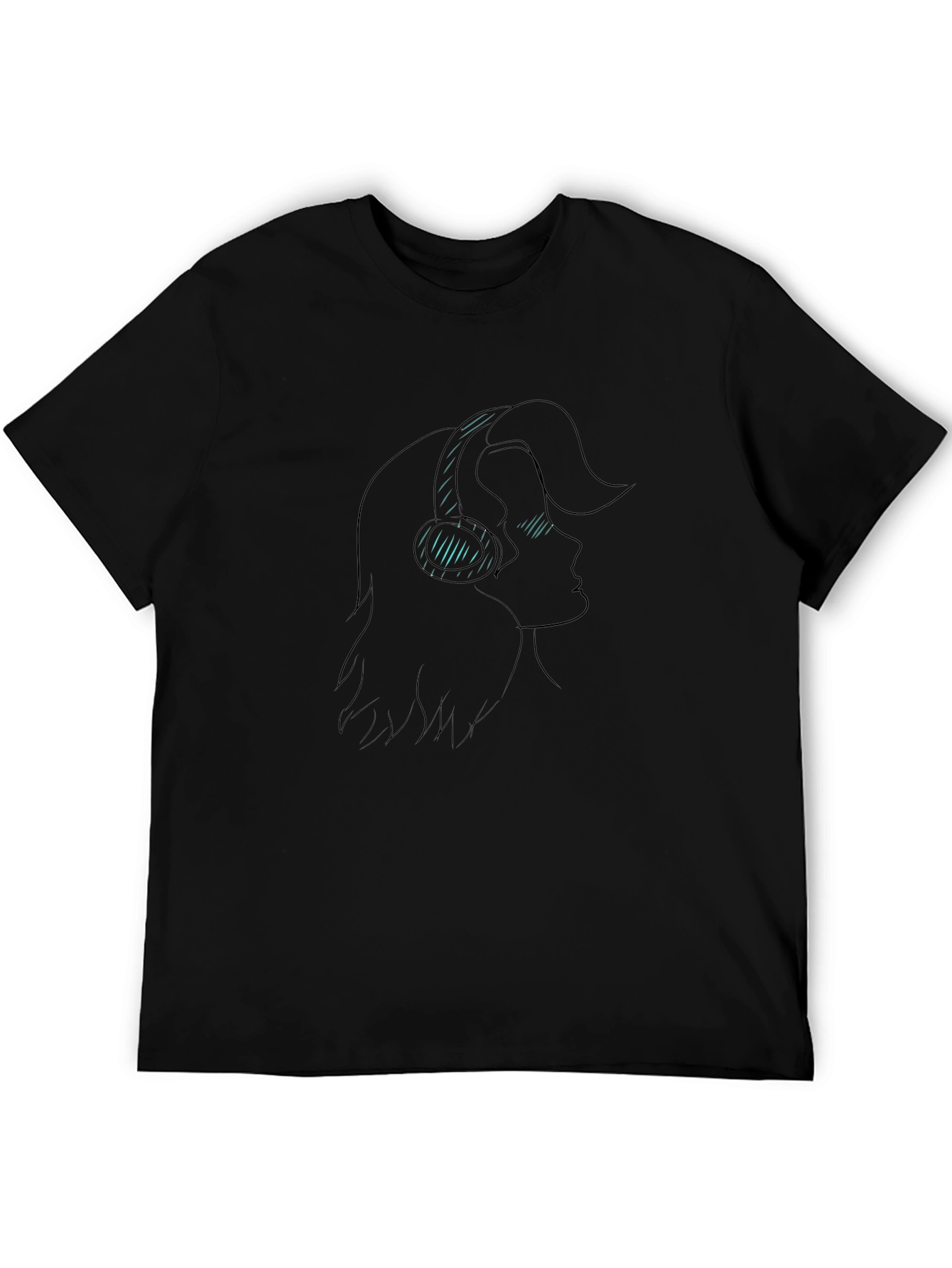 Silhouette Headphones Graphic T-Shirt - Black