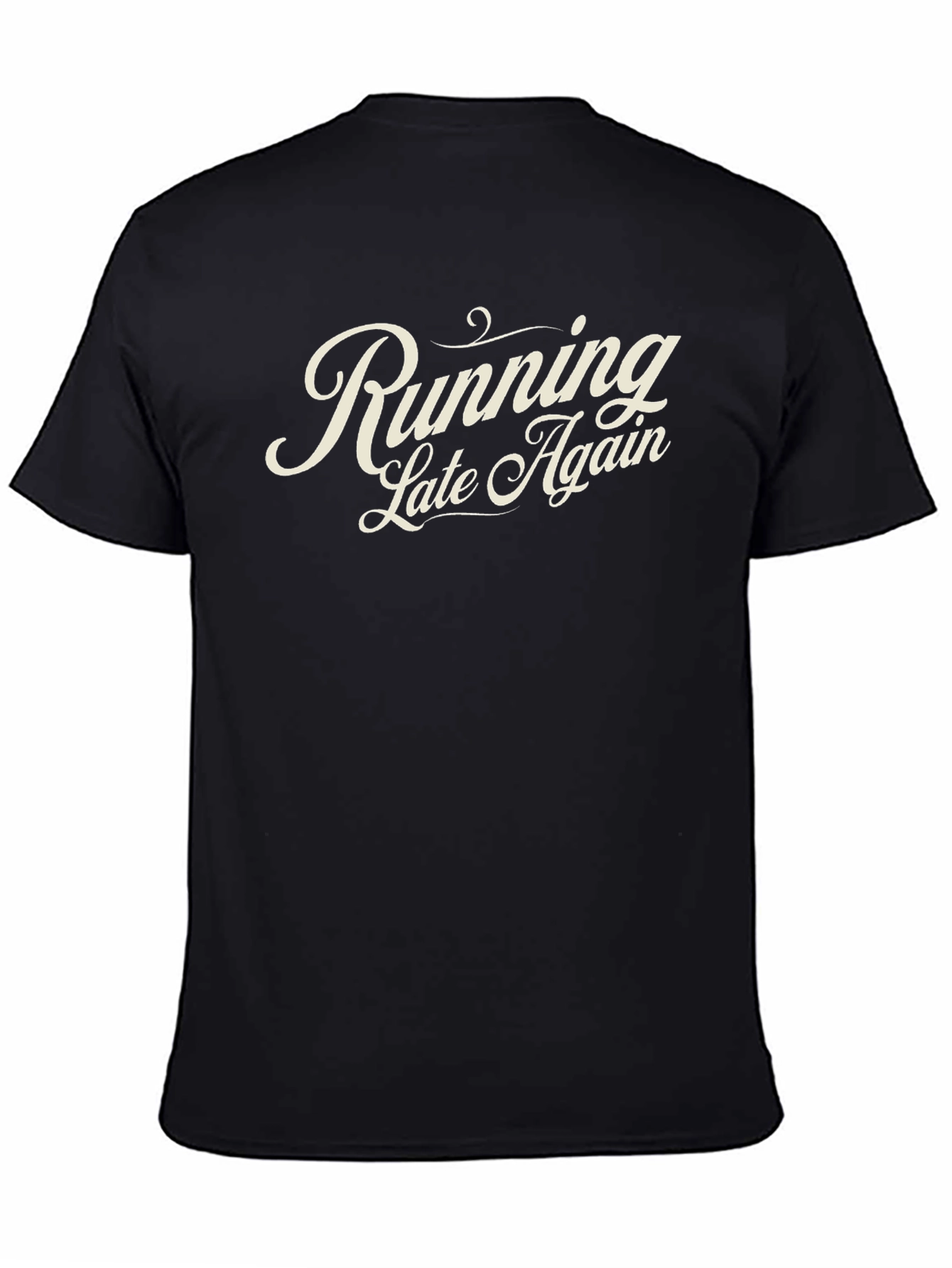Running Late Again Black Graphic Tee