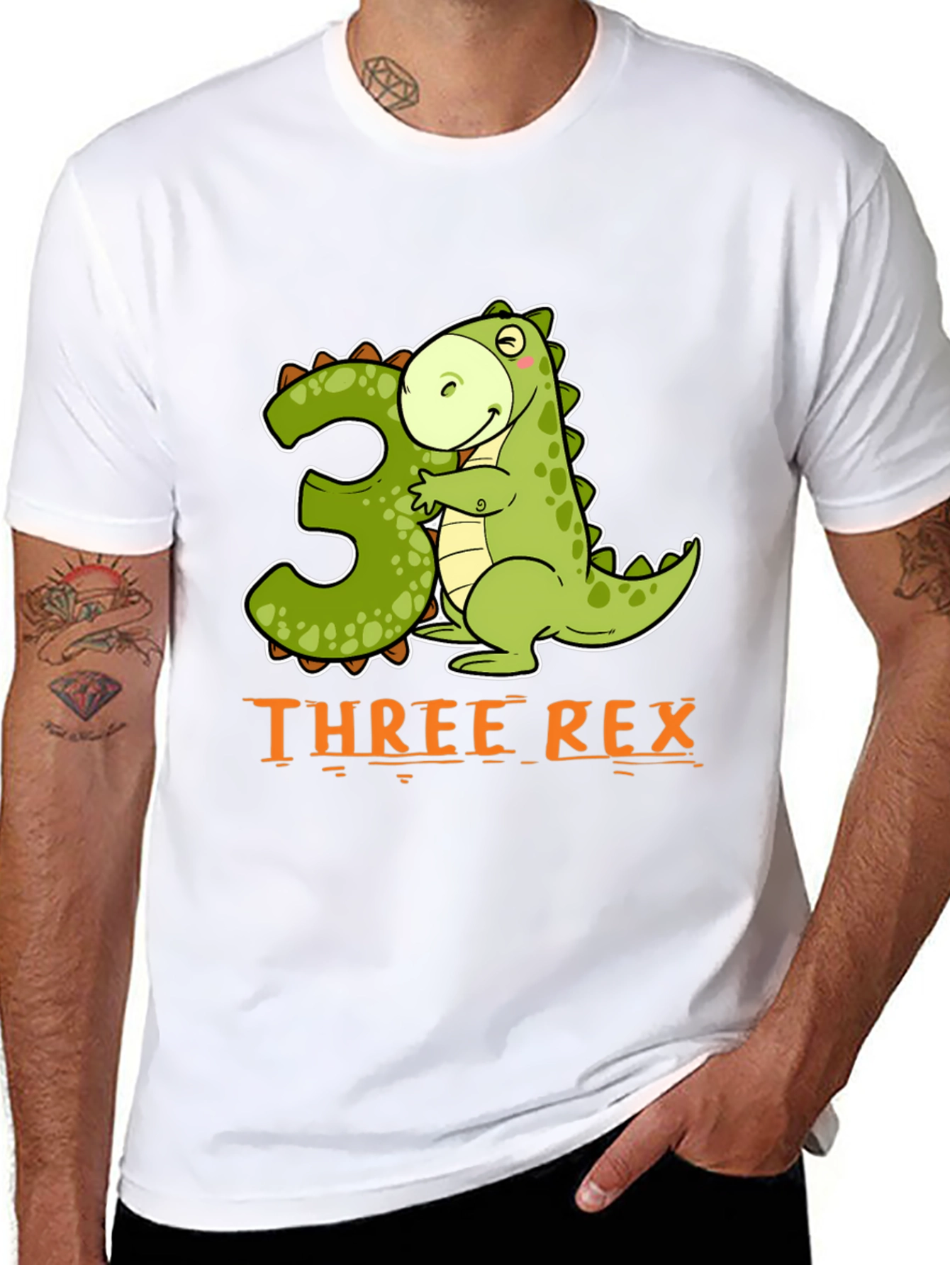 Three Rex Dinosaur Birthday T-Shirt
