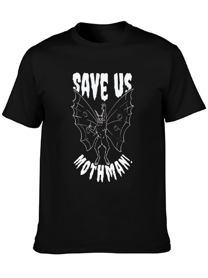 Save Us Mothman! Black Graphic Tee