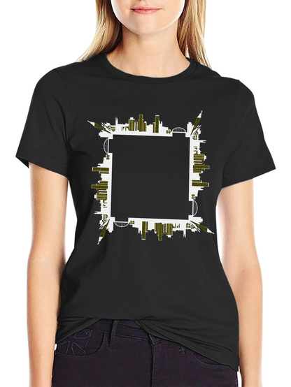 Urban Skyline Graphic Tee - Black