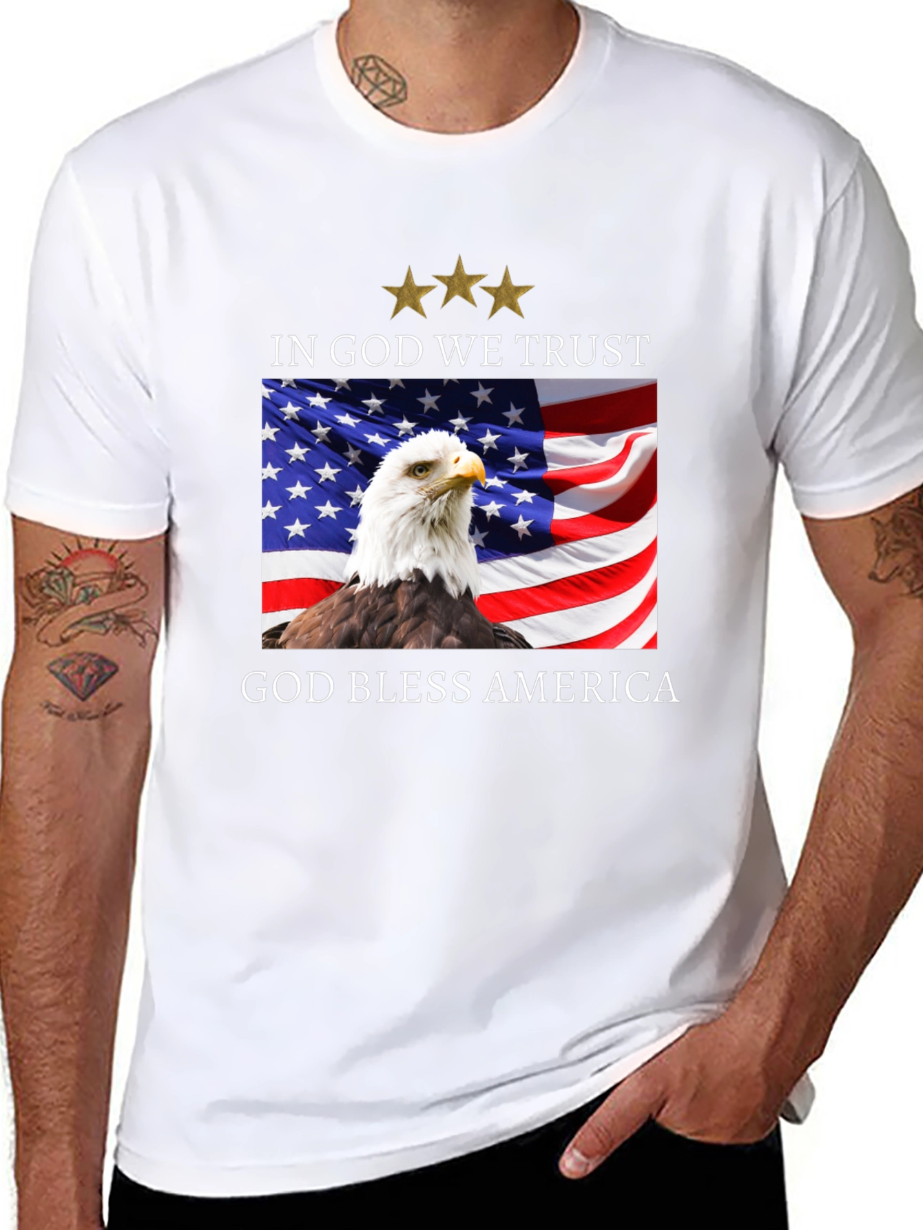 Patriotic Eagle & Flag T-Shirt - God Bless America