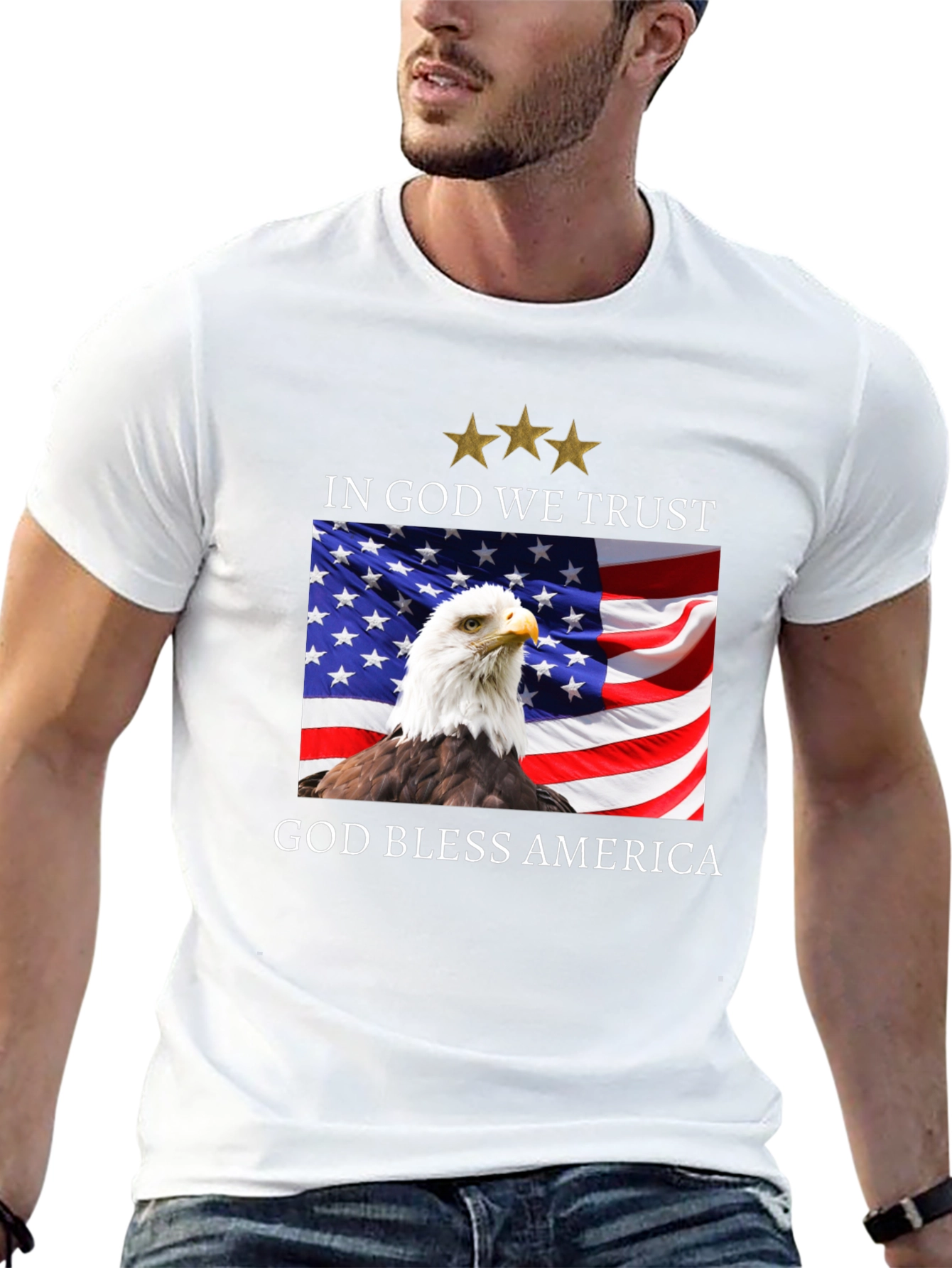 Patriotic Eagle & Flag T-Shirt - God Bless America