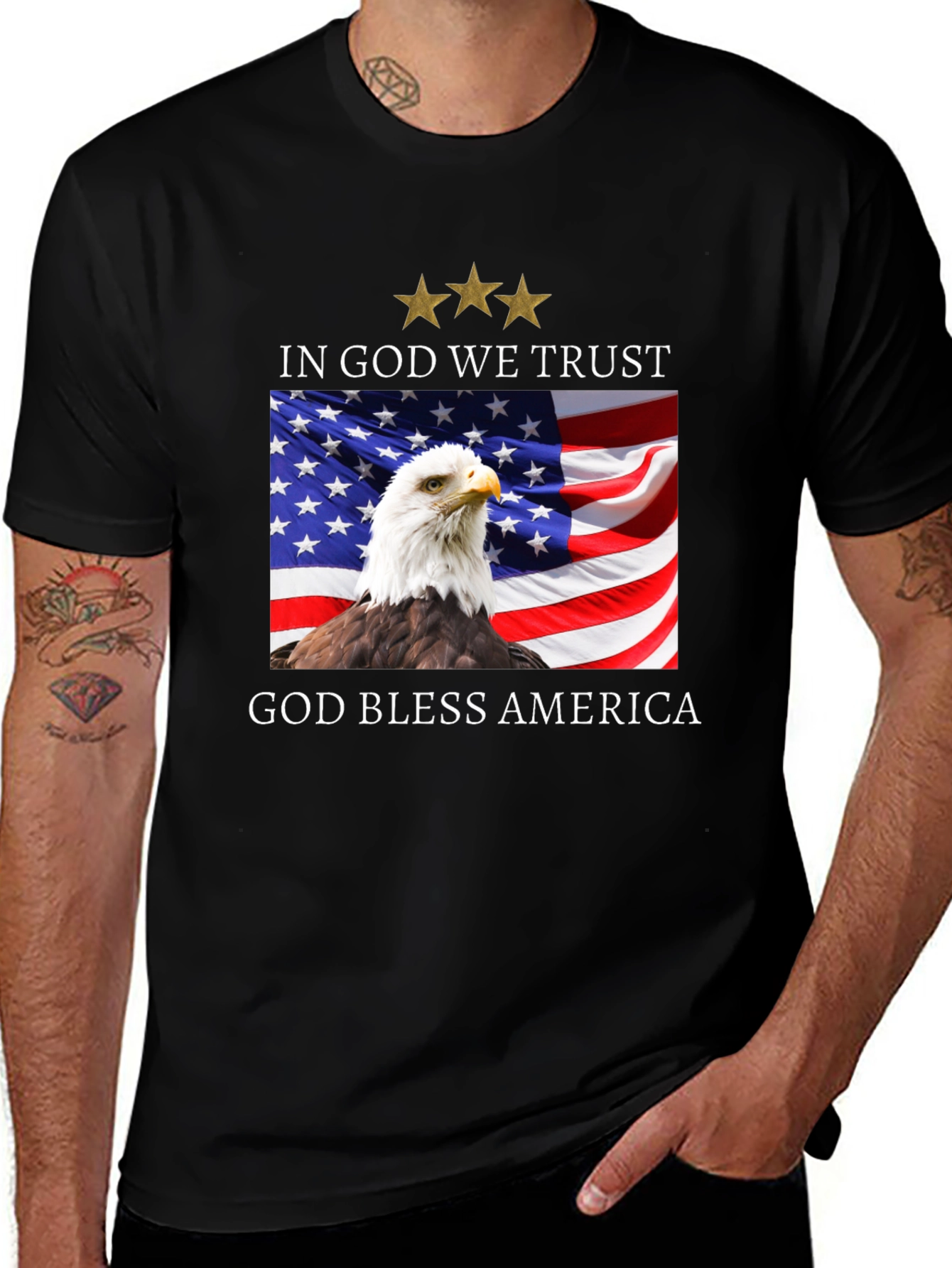 Patriotic Eagle & Flag T-Shirt - God Bless America