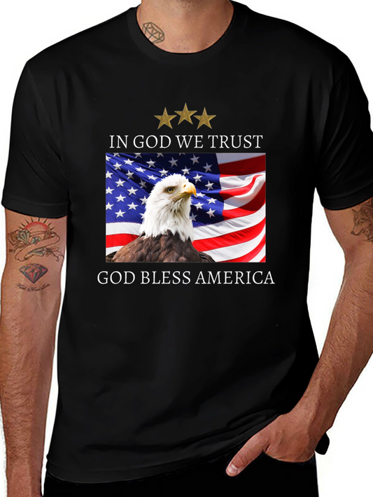 Patriotic Eagle & Flag T-Shirt - God Bless America
