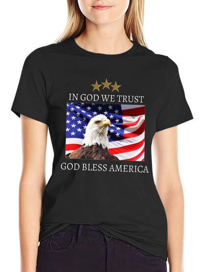 Patriotic Eagle & Flag T-Shirt - God Bless America
