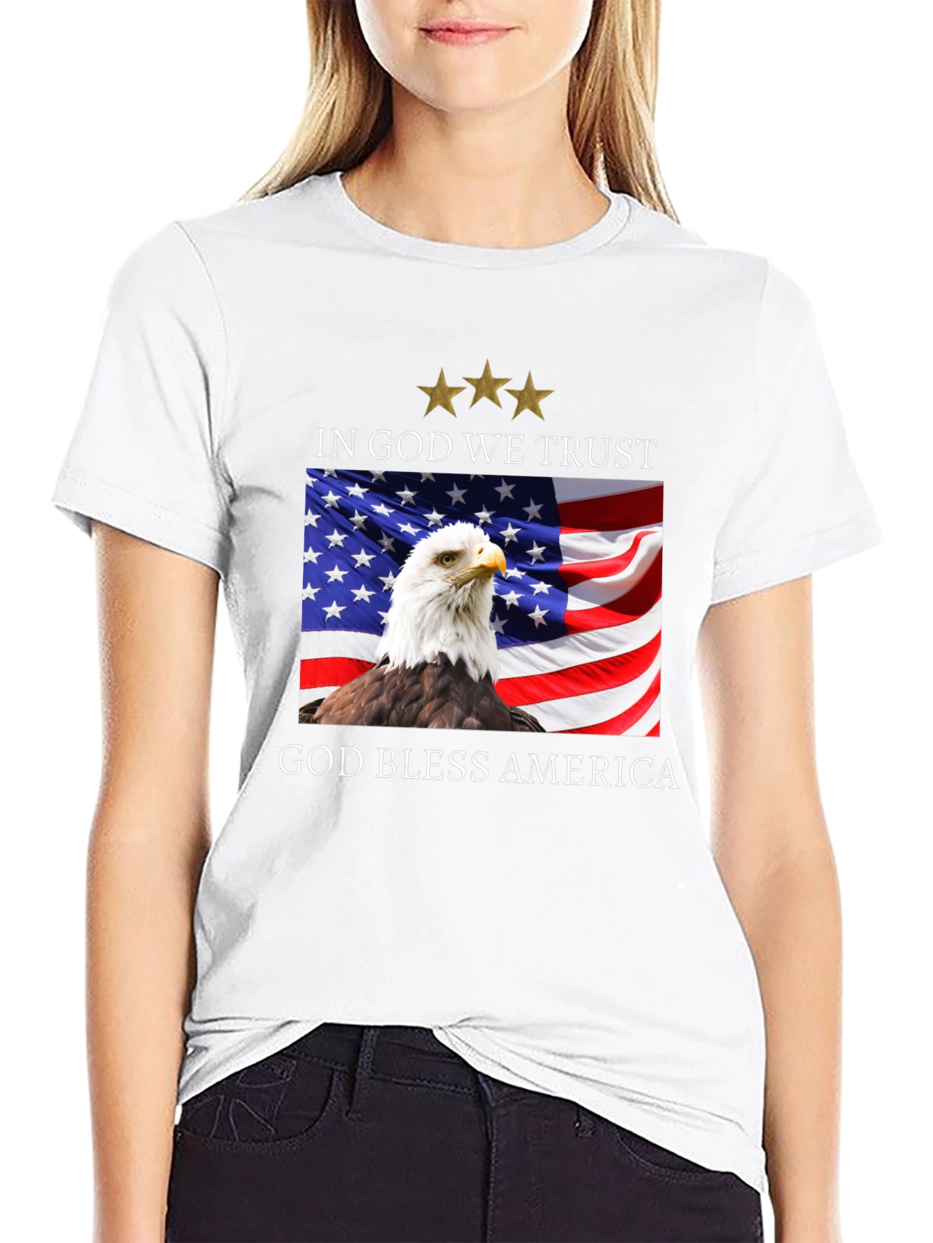 Patriotic Eagle & Flag T-Shirt - God Bless America