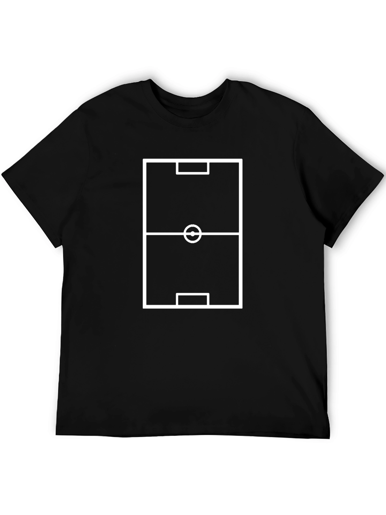 Soccer Field Graphic Tee - Black Cotton T-Shirt