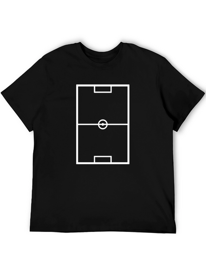 Soccer Field Graphic Tee - Black Cotton T-Shirt