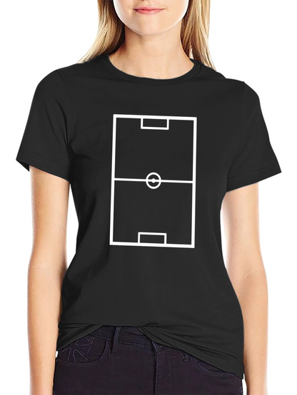 Soccer Field Graphic Tee - Black Cotton T-Shirt