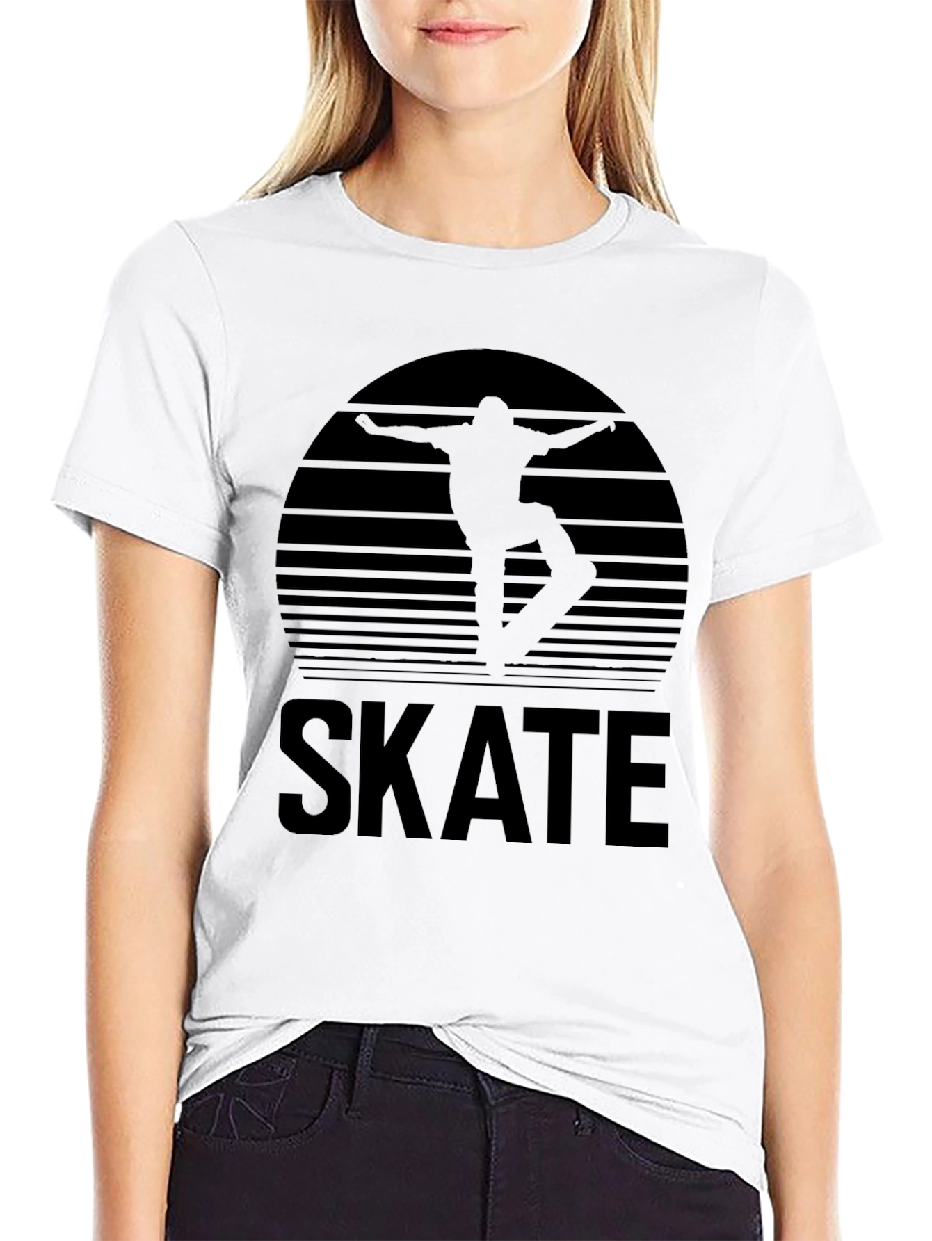 Skate Sunset Graphic Tee - Stylish Black T-Shirt