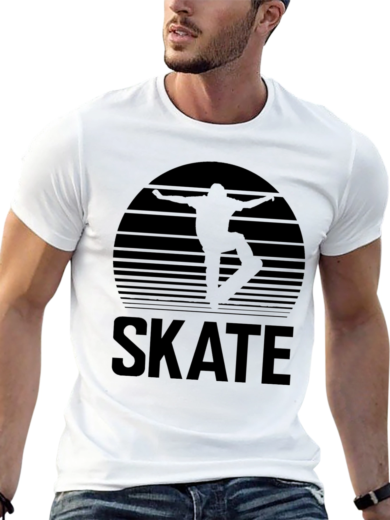 Skate Sunset Graphic Tee - Stylish Black T-Shirt