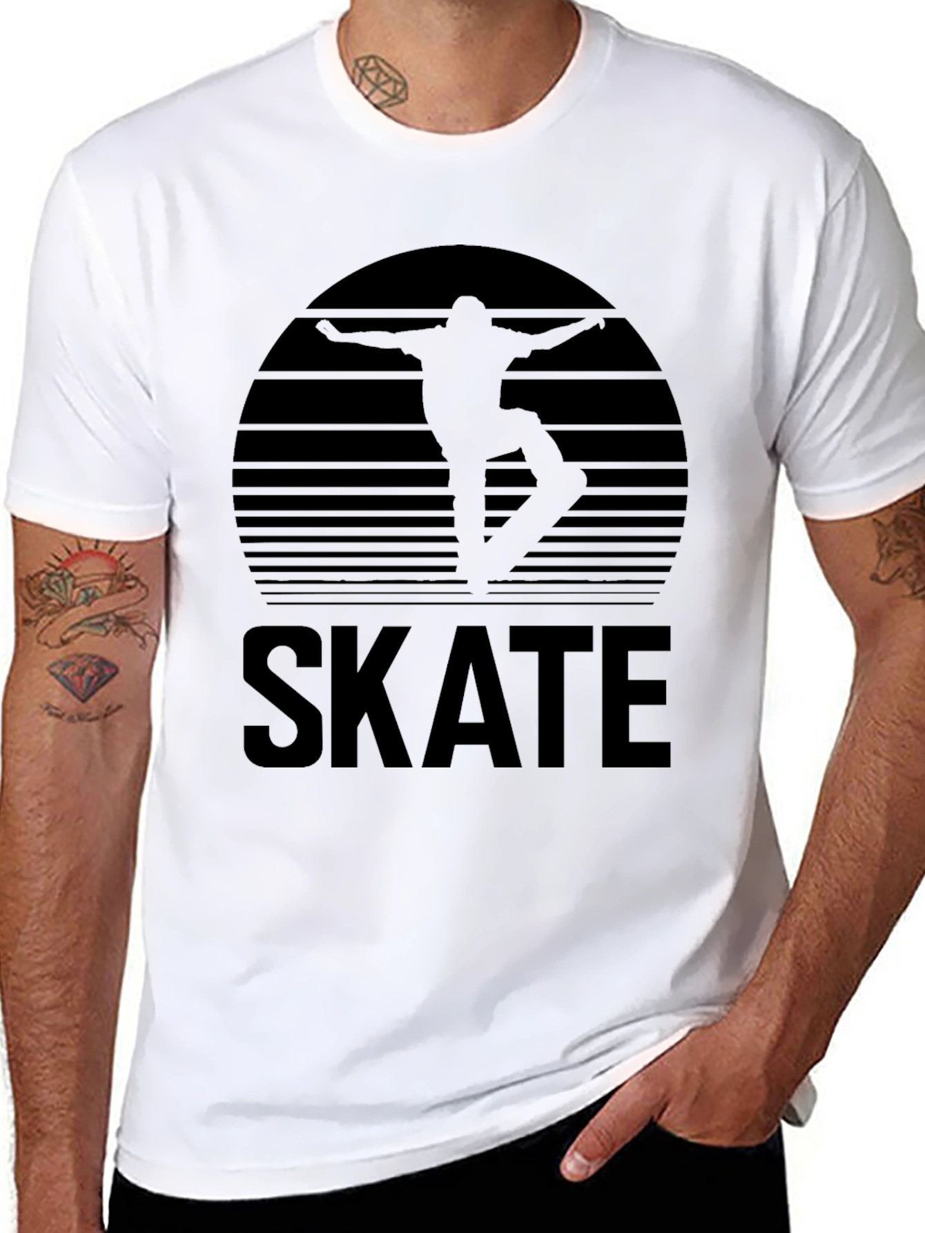 Skate Sunset Graphic Tee - Stylish Black T-Shirt