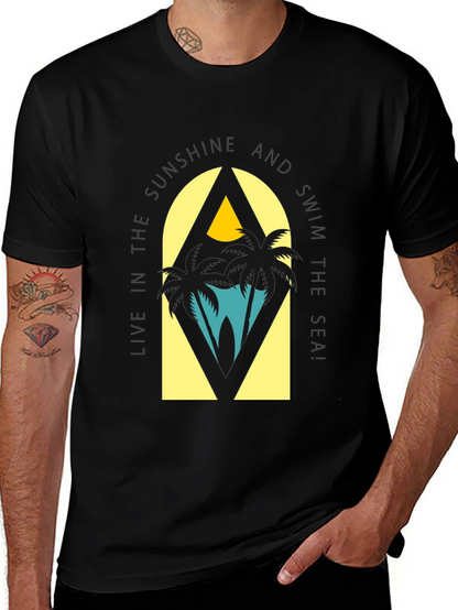 Sunshine & Sea Graphic Tee - Relaxed Black T-Shirt