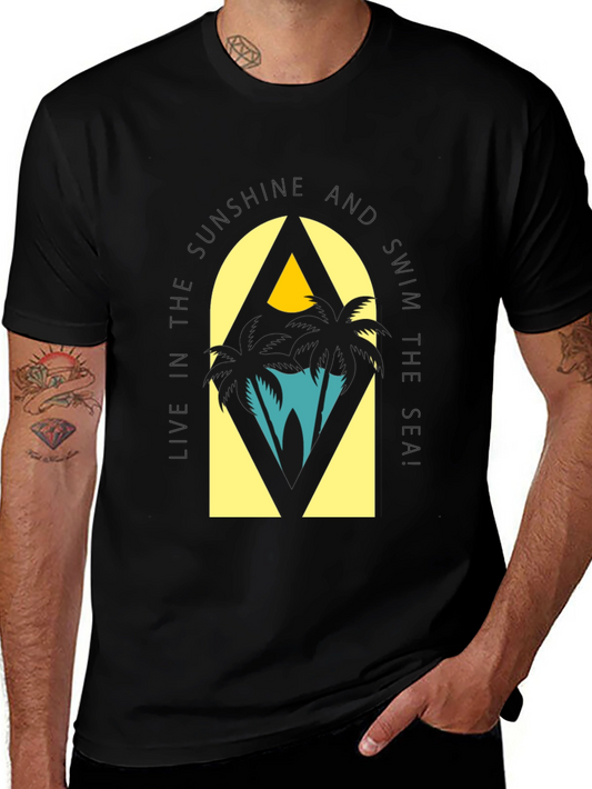 Sunshine & Sea Graphic Tee - Relaxed Black T-Shirt