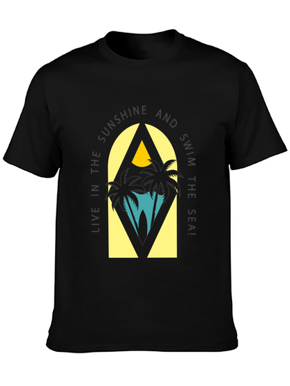 Sunshine & Sea Graphic Tee - Relaxed Black T-Shirt