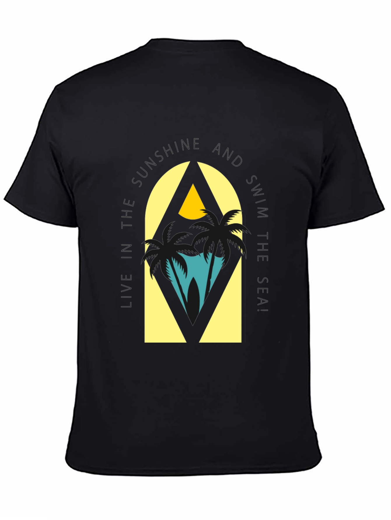 Sunshine & Sea Graphic Tee - Relaxed Black T-Shirt