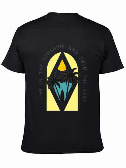 Sunshine & Sea Graphic Tee - Relaxed Black T-Shirt