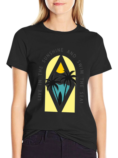 Sunshine & Sea Graphic Tee - Relaxed Black T-Shirt