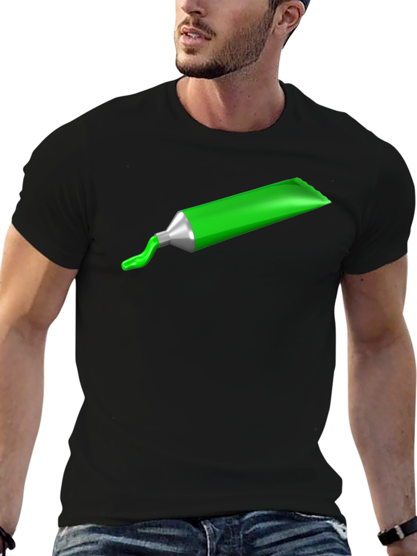 Green Paint Tube Graphic Tee - Modern Art Shirt