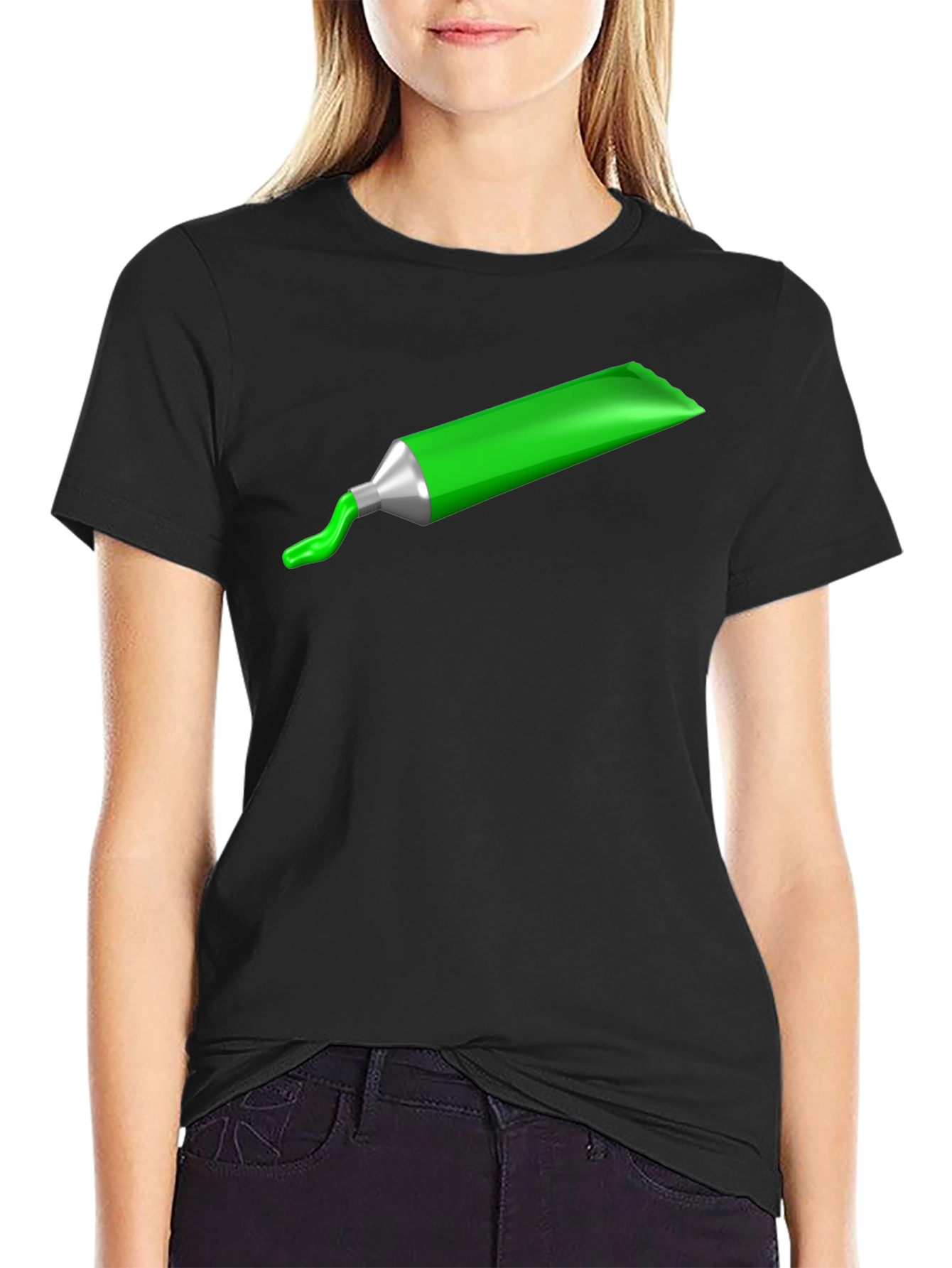 Green Paint Tube Graphic Tee - Modern Art Shirt