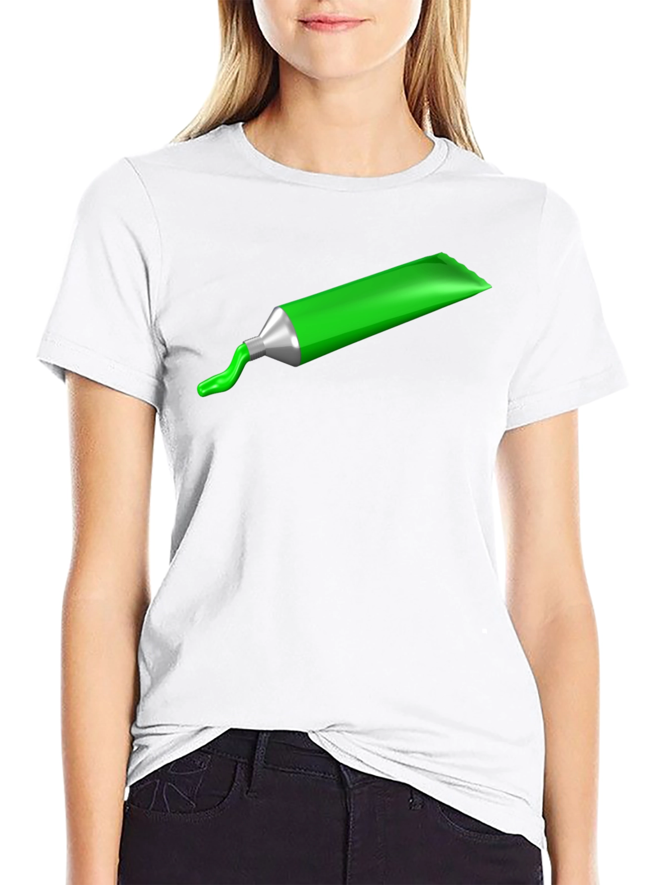 Green Paint Tube Graphic Tee - Modern Art Shirt