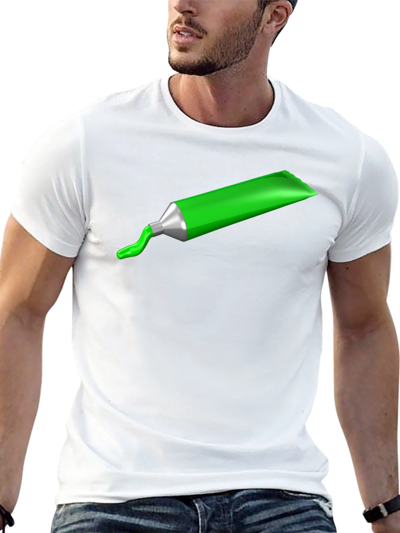 Green Paint Tube Graphic Tee - Modern Art Shirt