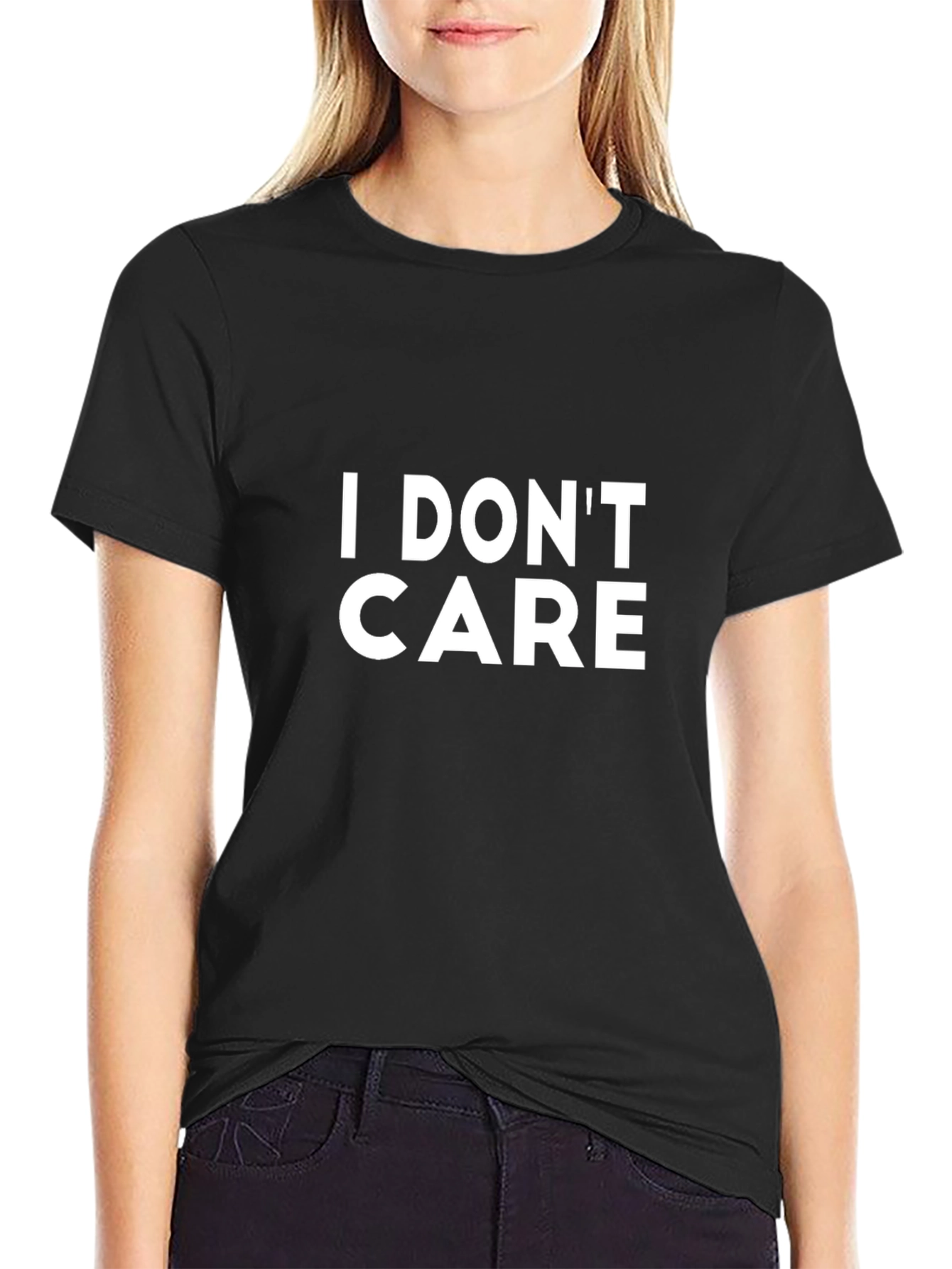 I Dont Care Graphic Tee - Black Casual T-Shirt