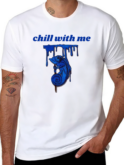 Chill With Me Chameleon Graphic Tee - Black