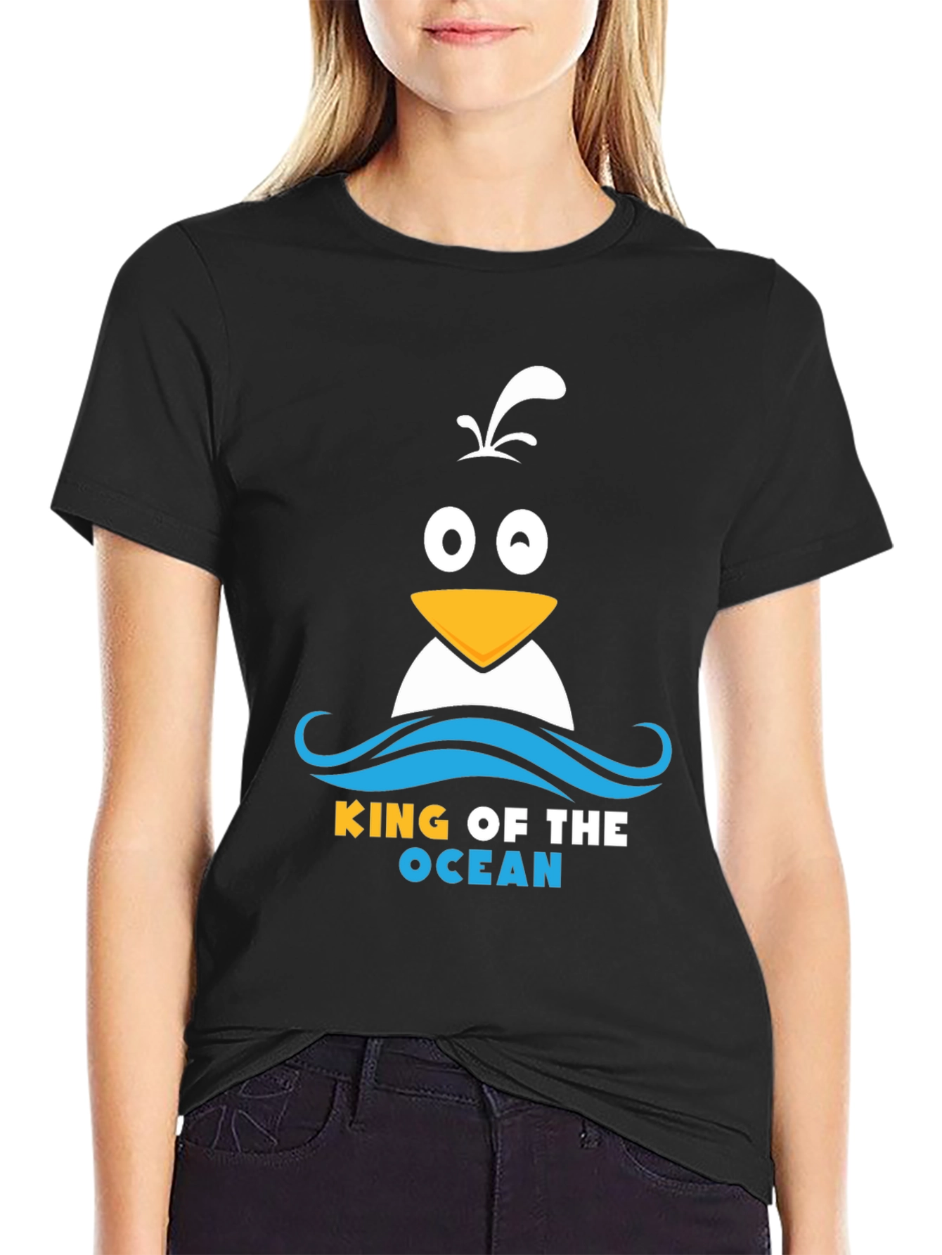 King of the Ocean Penguin T-Shirt - Black