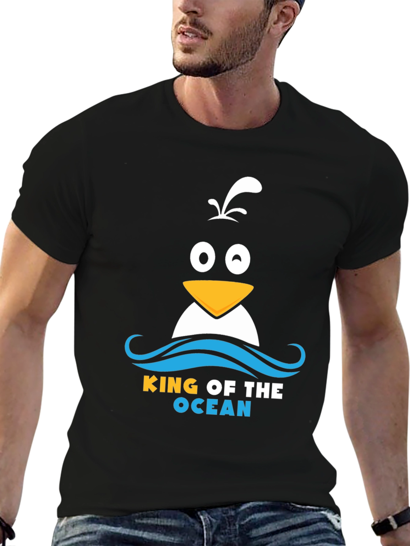 King of the Ocean Penguin T-Shirt - Black