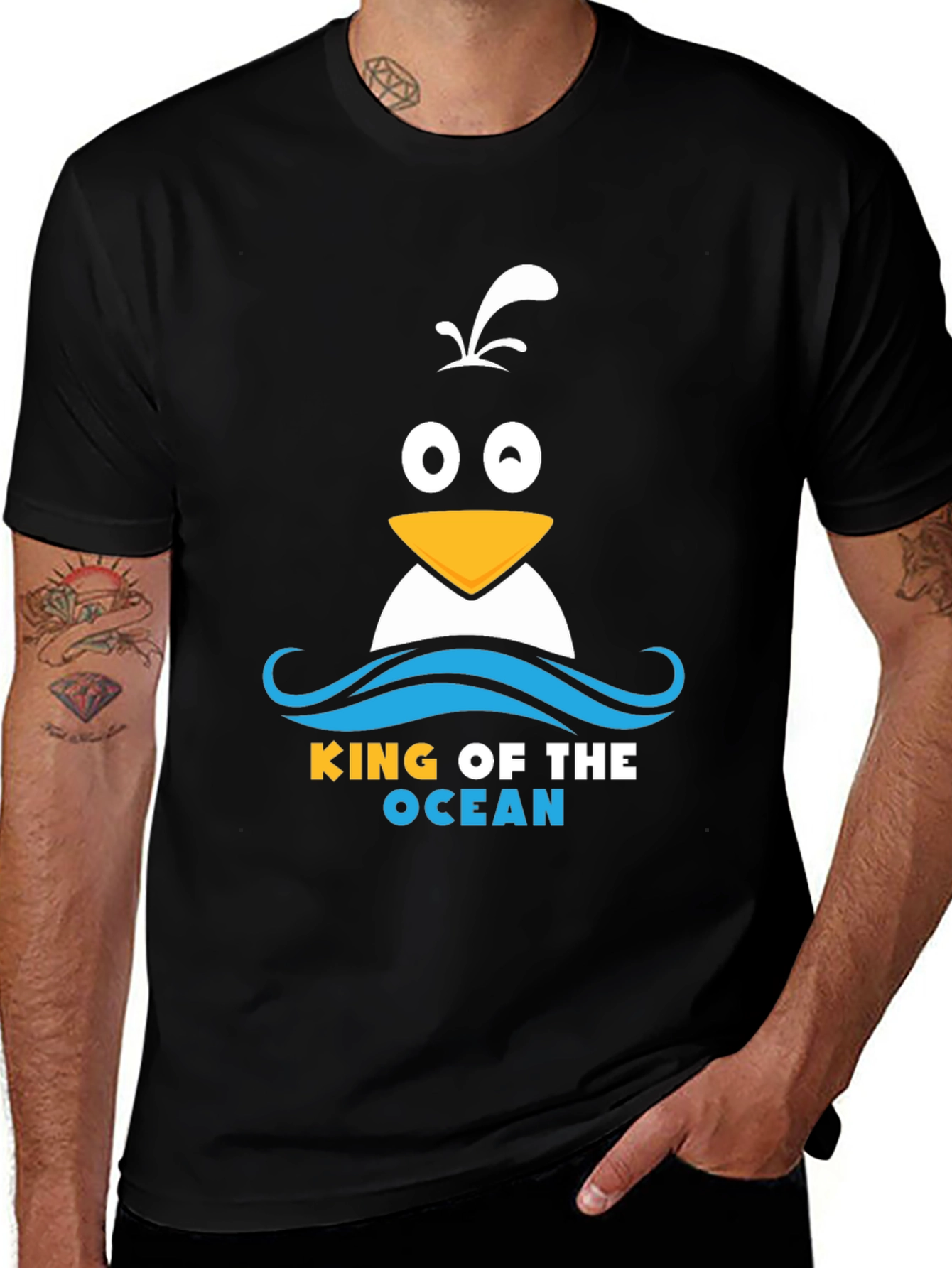 King of the Ocean Penguin T-Shirt - Black