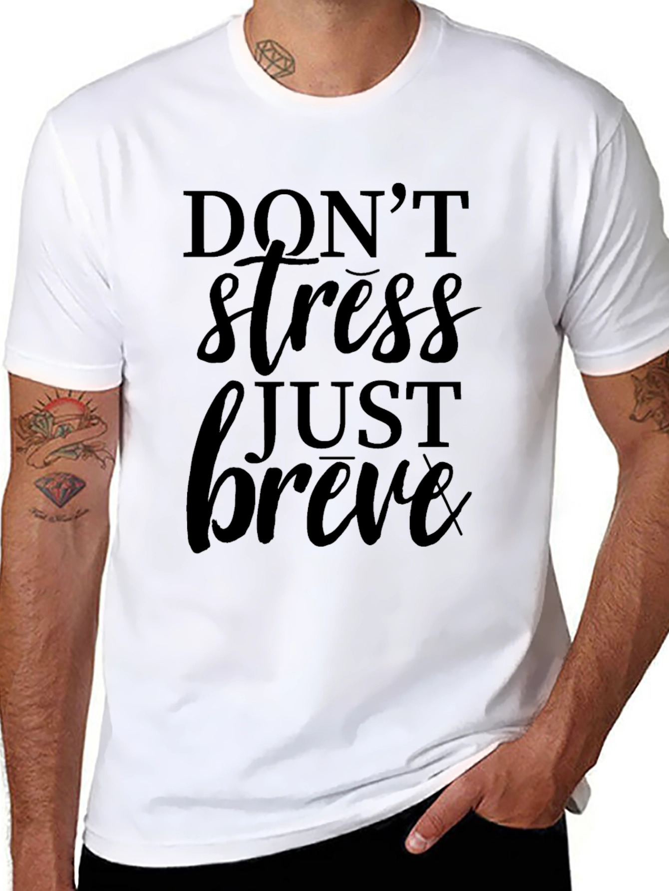 Dont Stress Just Breve Black Graphic Tee