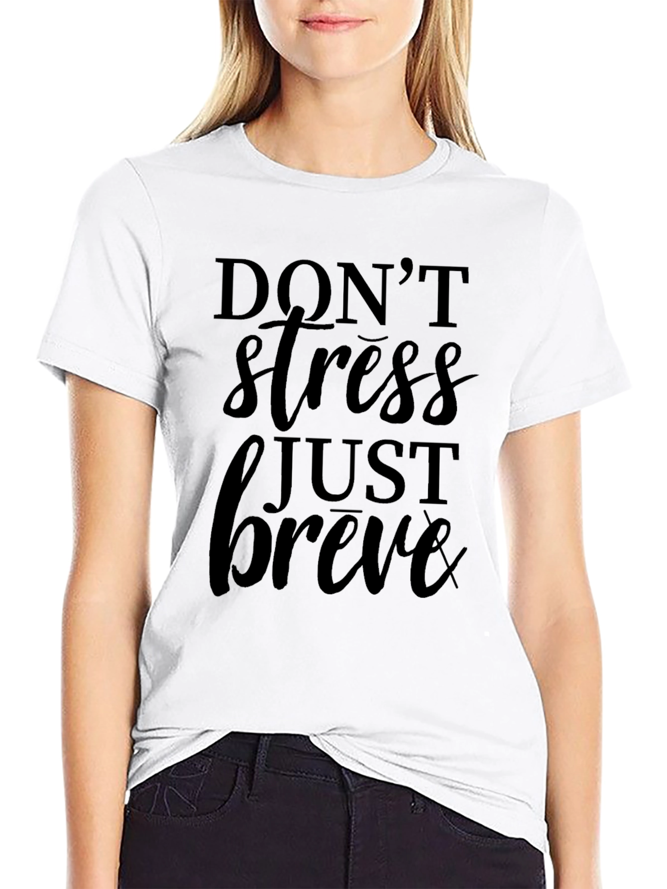 Dont Stress Just Breve Black Graphic Tee