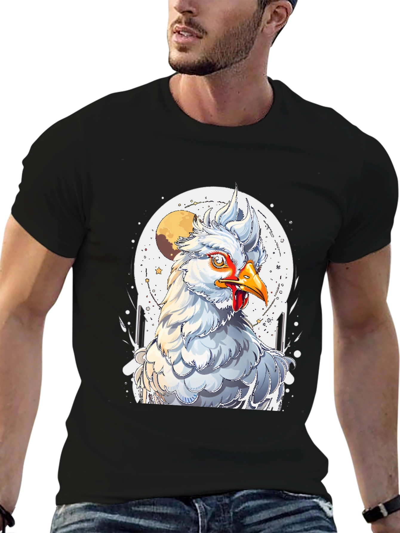 Chicken Moon Graphic Tee - Quirky Unisex T-Shirt