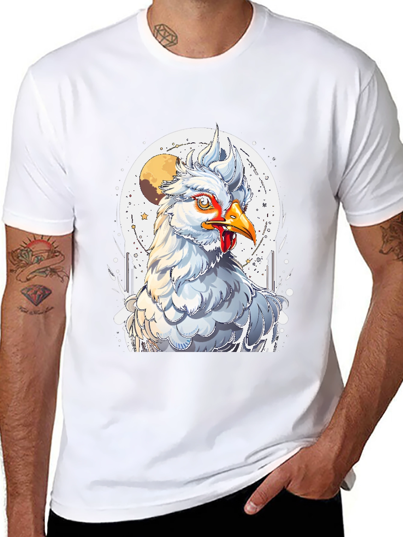 Chicken Moon Graphic Tee - Quirky Unisex T-Shirt
