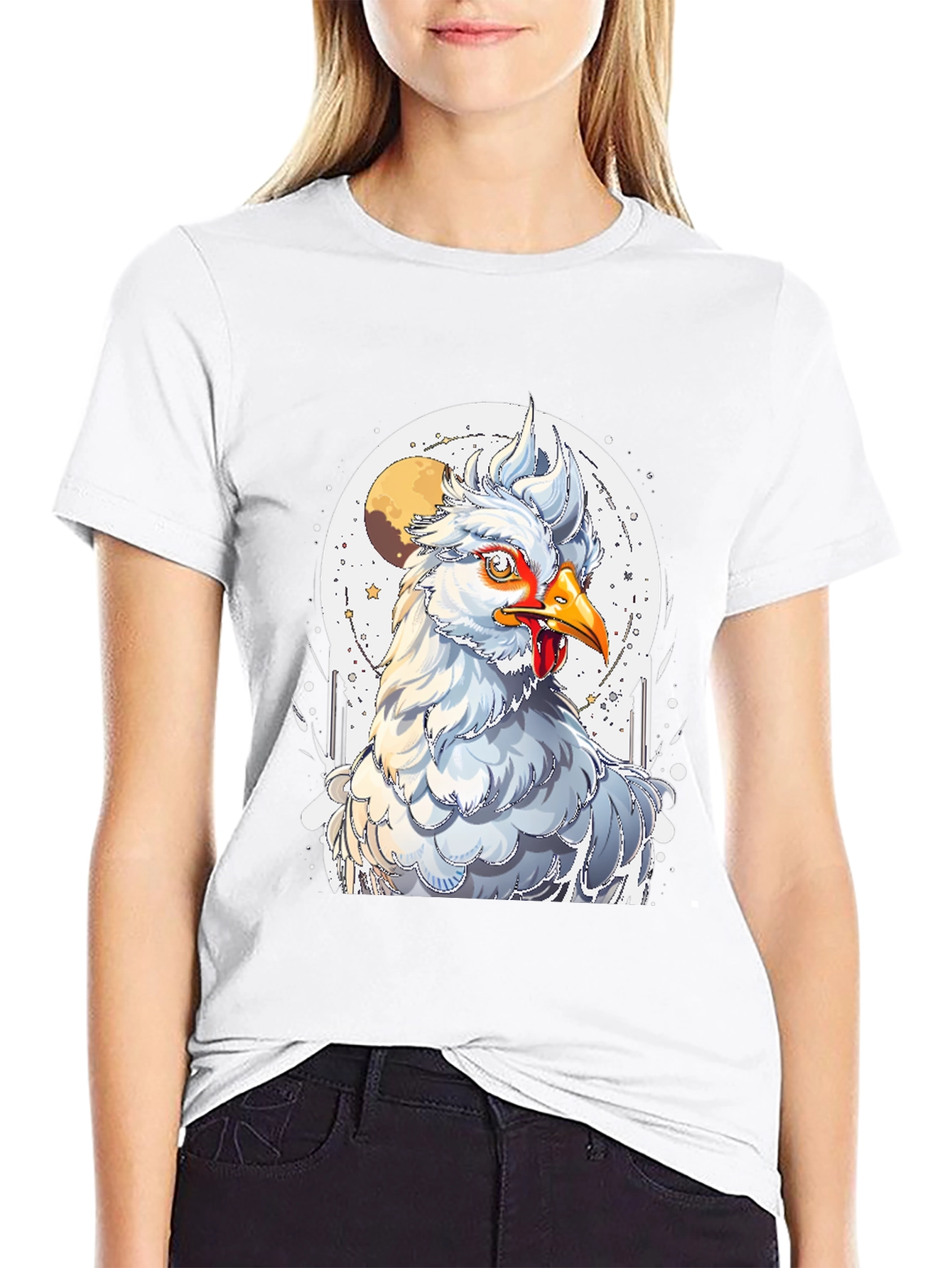 Chicken Moon Graphic Tee - Quirky Unisex T-Shirt