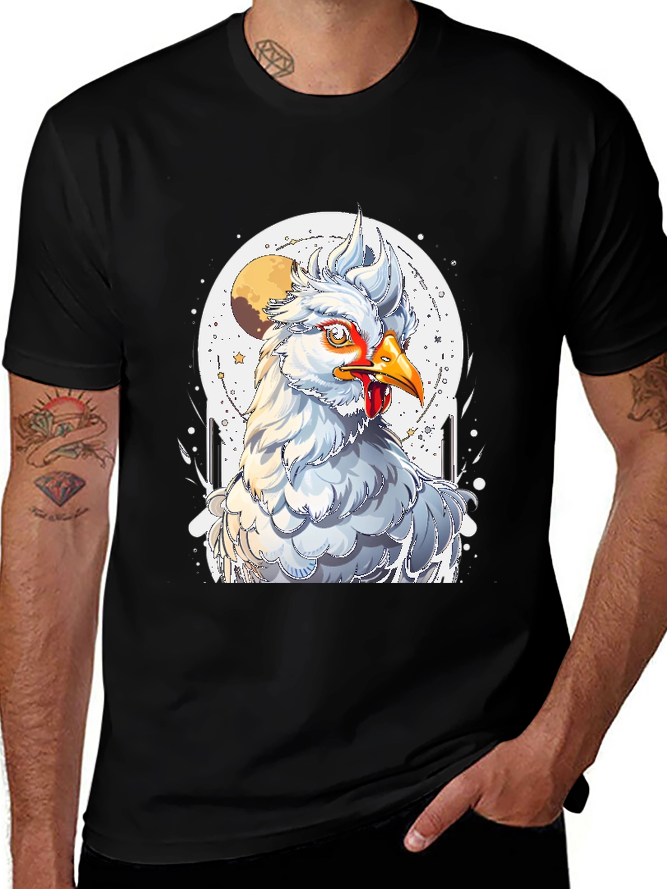 Chicken Moon Graphic Tee - Quirky Unisex T-Shirt