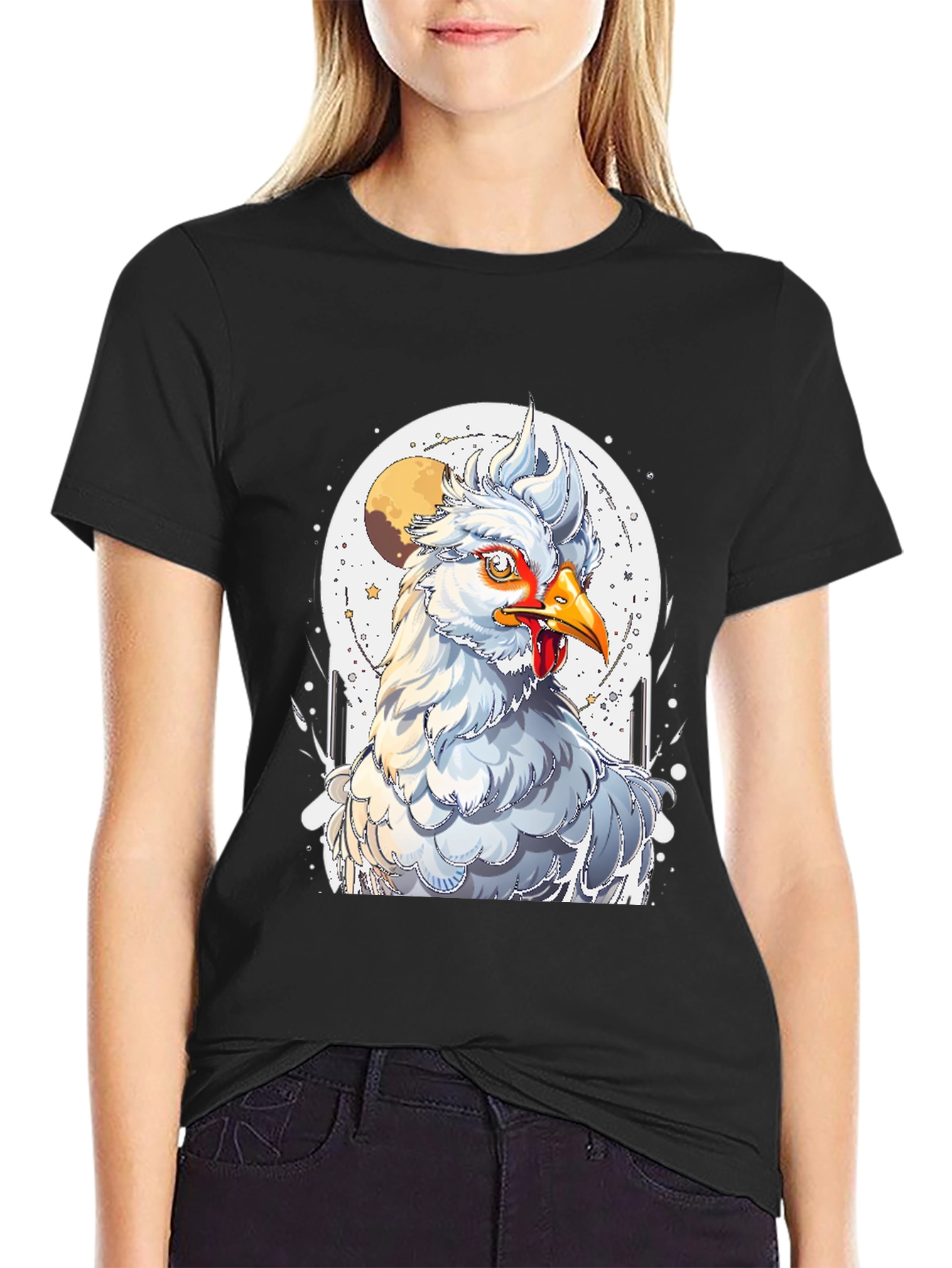 Chicken Moon Graphic Tee - Quirky Unisex T-Shirt