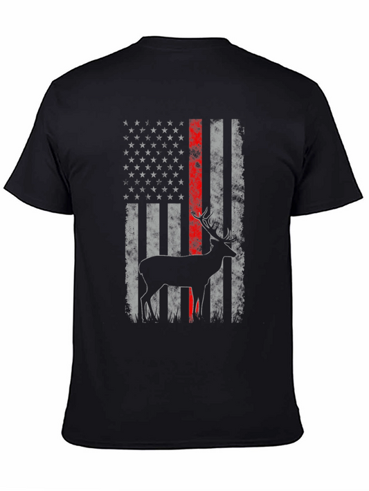 Deer American Flag Graphic T-Shirt