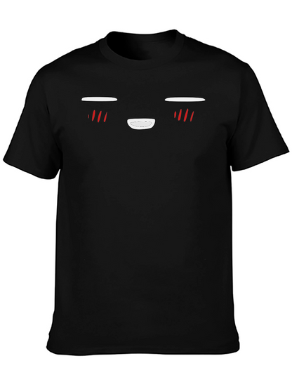 Anime Face Black T-Shirt | Graphic Tee
