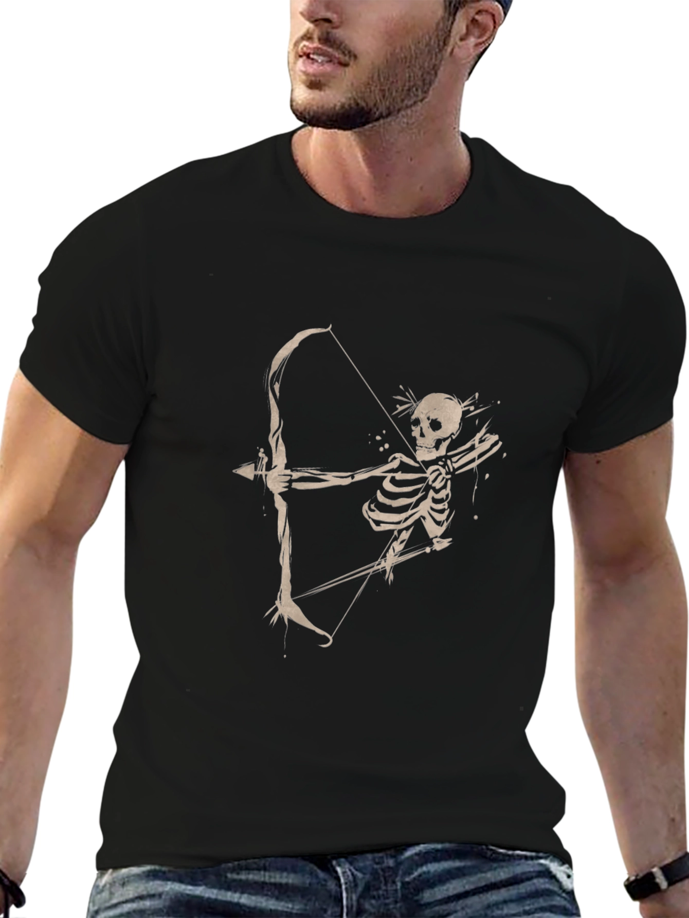 Skeleton Archer Graphic Tee - Classic Black T-Shirt
