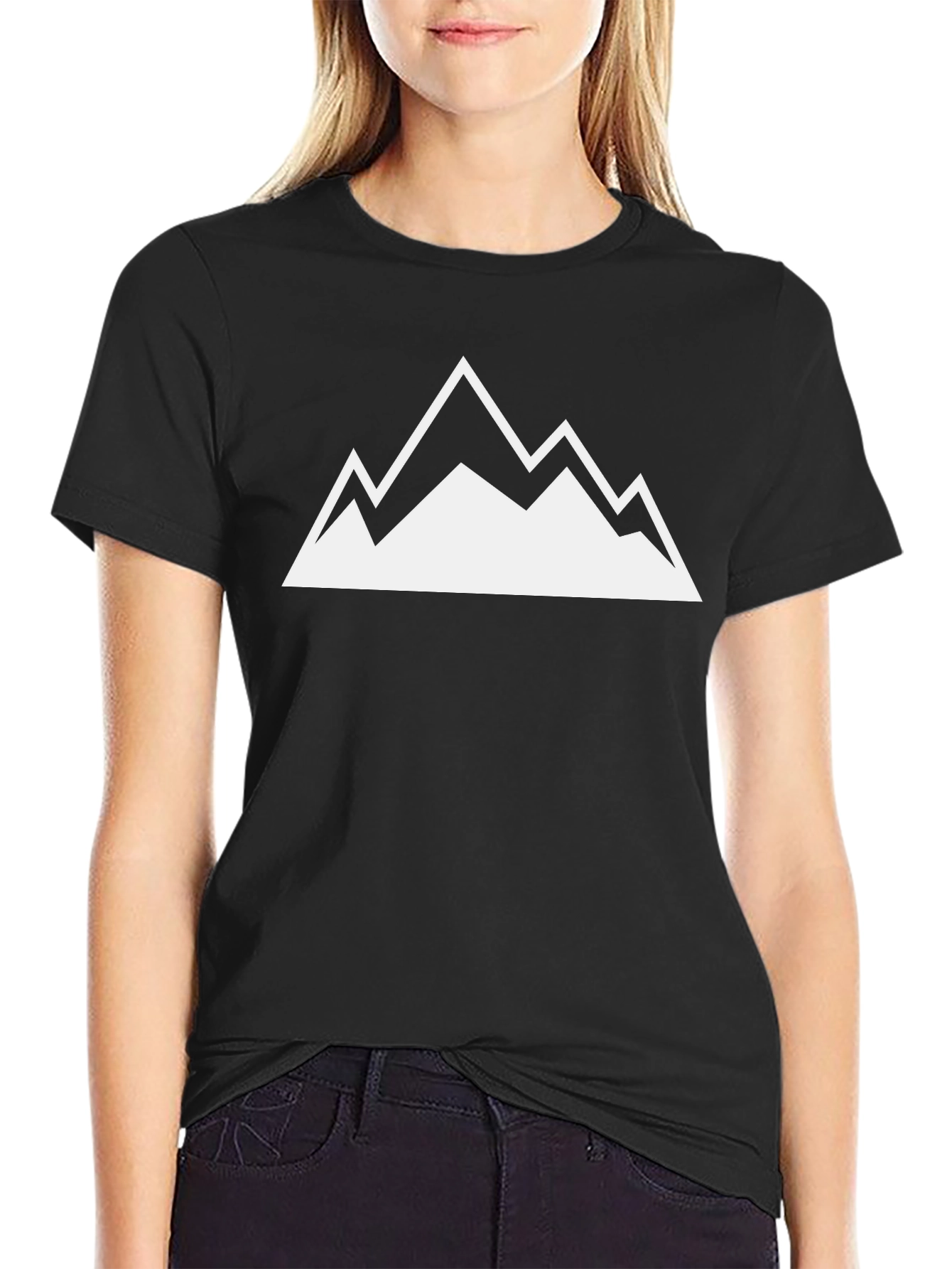 Mountain Peak Graphic Tee - Black Cotton T-Shirt