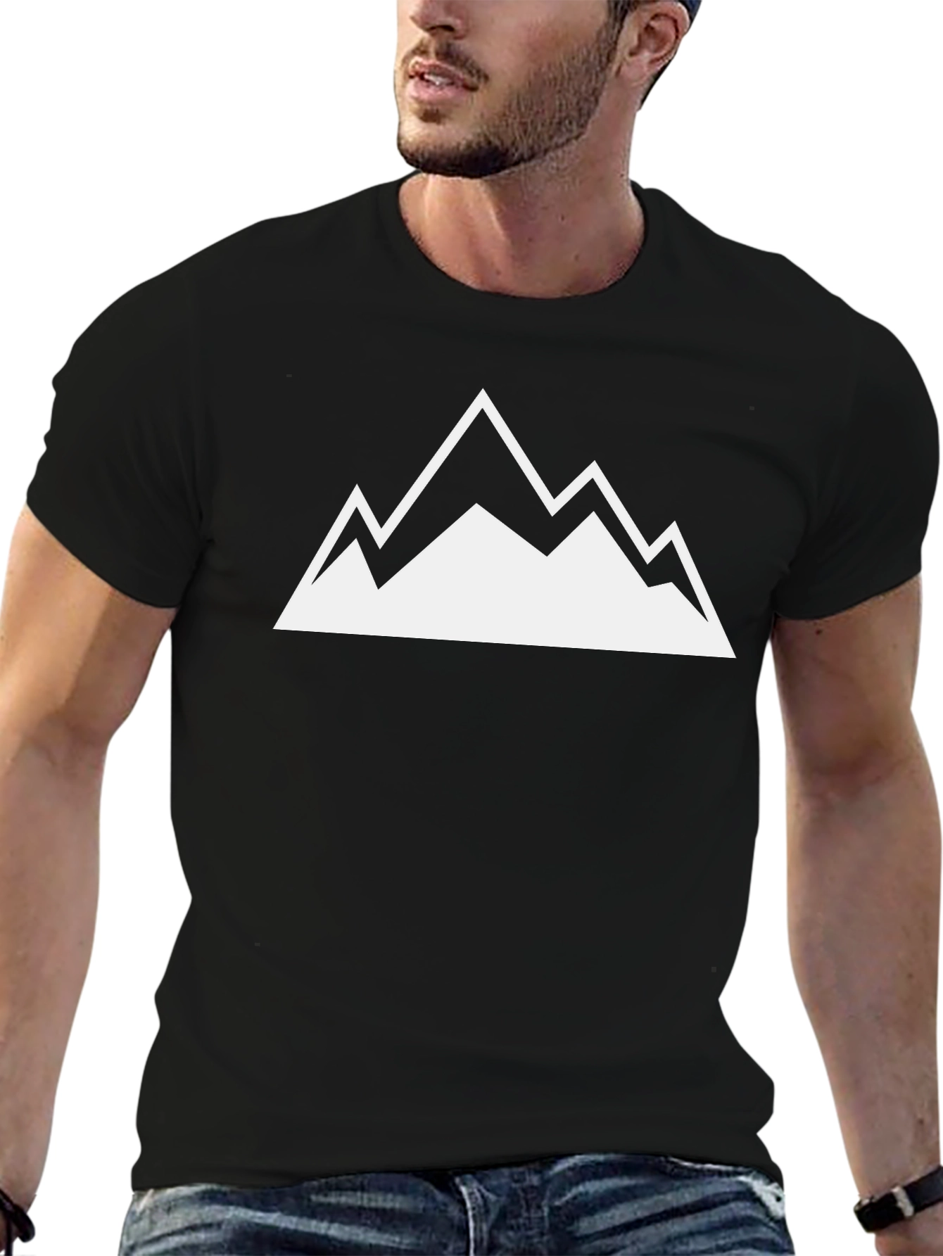 Mountain Peak Graphic Tee - Black Cotton T-Shirt
