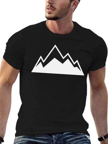 Mountain Peak Graphic Tee - Black Cotton T-Shirt