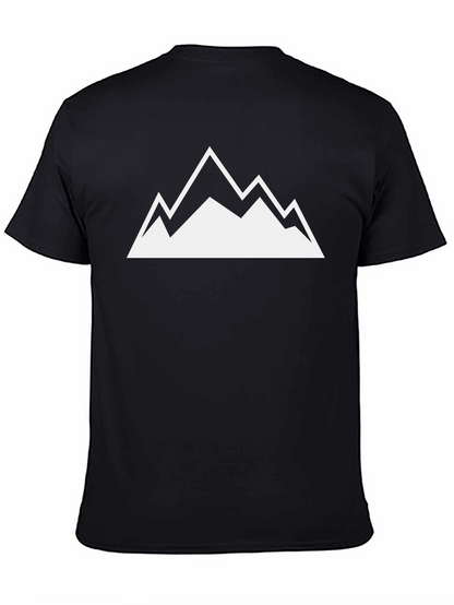 Mountain Peak Graphic Tee - Black Cotton T-Shirt